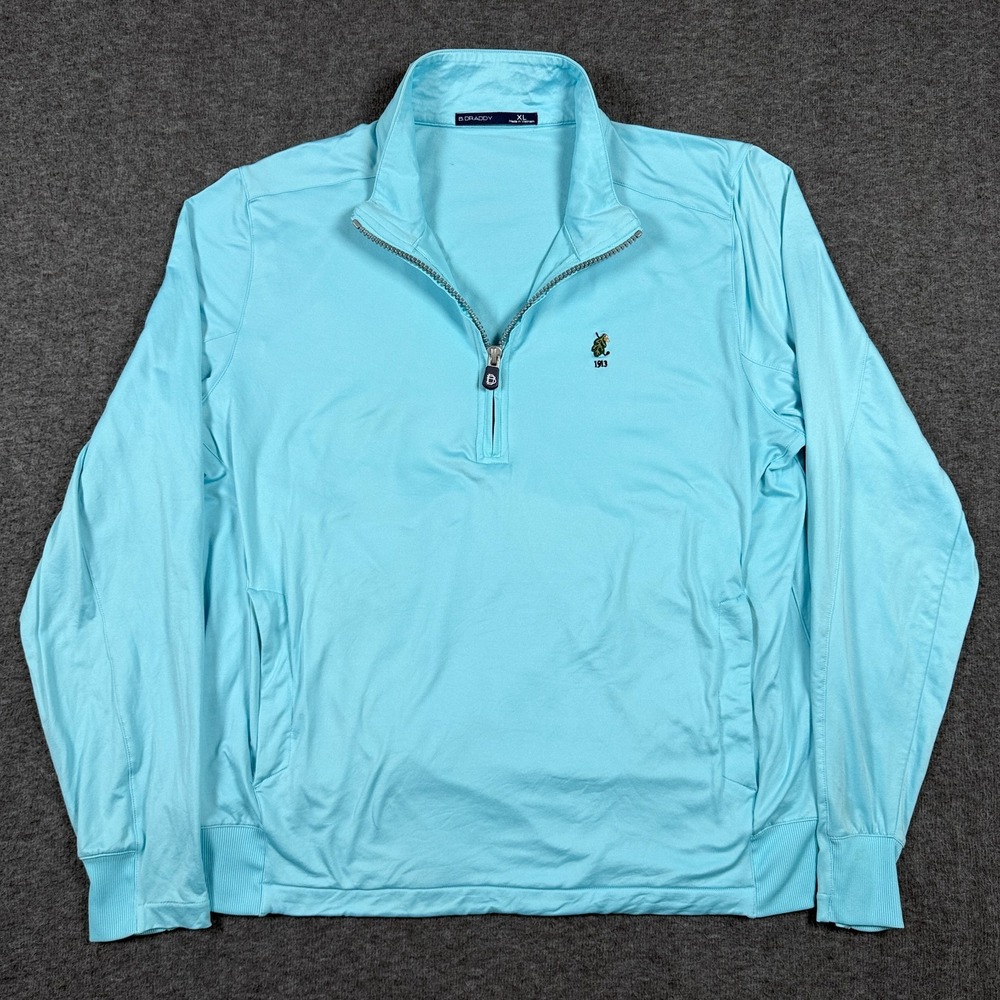 B Draddy Mens XL Blue Sunningdale CC 1/4 Zip Performance Golf Pullover Sweater